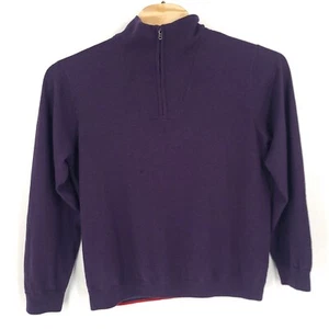 Robert Graham Sweater Mens Extra Large Purple Quarter Zip Pullover Wool - Picture 1 of 14