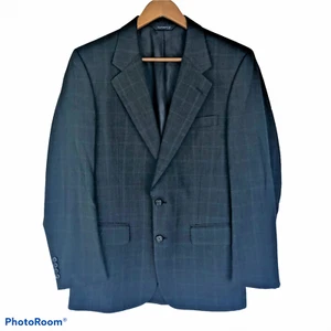 Blazer uomo BURBERRY 39R grigio finestra fibre blu 2 bottoni singola sfiato - Foto 1 di 11