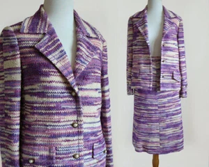 Vtg 1960 60s Cristina da Udine Italy Tweed Wool Suit Blazer Jacket Skirt S M - Picture 1 of 9