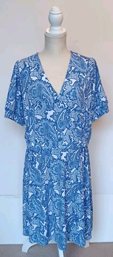 Abito da donna blu reale bianco Michael Kors taglia XL con vita elastica