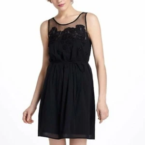 Meadow Rue Black Sangeet Embroidered Mini Dress sz 6 - Picture 1 of 9