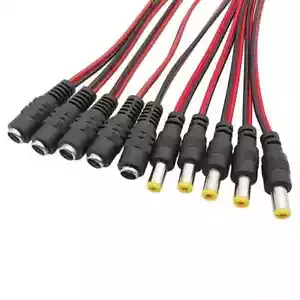 DC Power Pigtail Cable Male & Female Wire Plug 18 AWG 2.1mm x 5.5mm 12V 5A - Picture 1 of 4