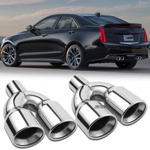 Dual 2.5" to 3.5" Exhaust Tips Double Wall Slant Cut For Cadillac ATS CTS CTS-V - Picture 1 of 18