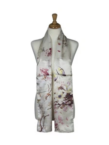 AamiraA Love Birds Mulberry Satin Silk Stole Women Long Scarf Free Shipping  - Picture 1 of 5