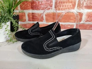 FITFLOP MOCASINES NEGROS UK 3 EU 36 ZAPATOS CÓMODOS DE GAMUZA CON TACHUELAS PARA MUJER PLANOS - Imagen 1 de 7