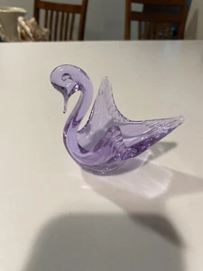 Murano Color-Changing Glass Swan Purple to Blue Neodymium Alexandrite 3.5” - Picture 1 of 8