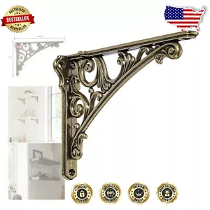 Beautiful Victorian-Style 10-Inch Shelf Brackets - Burnished Brass Finish, 4 Pcs - Picture 1 of 6
