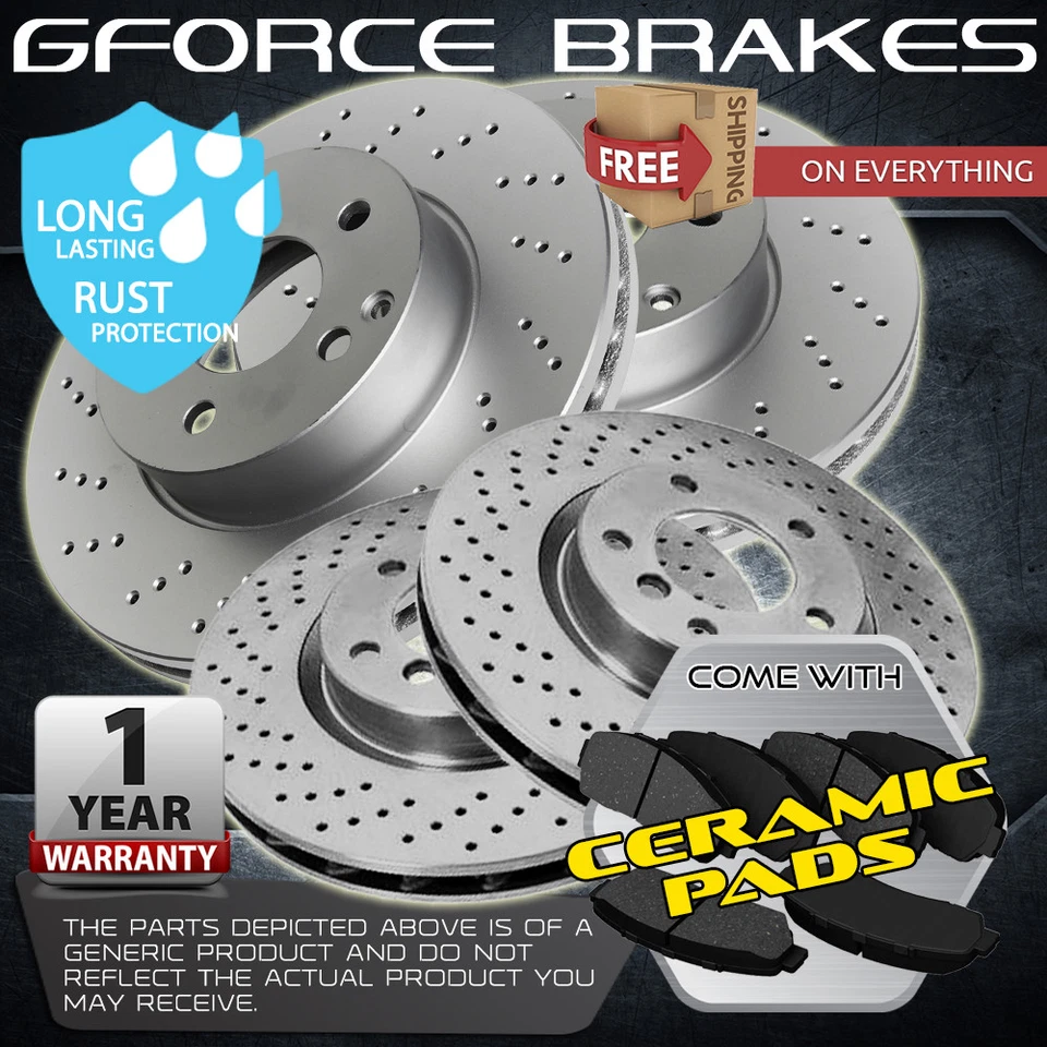 F+R Cross Drilled rotors & Ceramic Pads for 2012-2015 BMW 328i Base 2.0L Turbo - Image 1 of 1