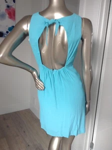 Brand new BLUE dress BY MINTY MEETS MUNT size Large / 10 Crepe Fabric Cut Out Bk - Picture 1 of 8