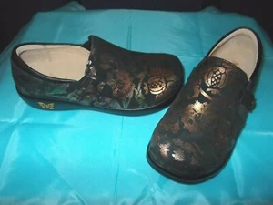NWOB Alegria Black Suede Multi Colored Clogs - 6.5 - Picture 1 of 5