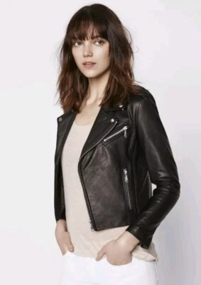 Chaqueta Moto Rebecca Minkoff Nana Cuero Negro H2641715 Para Mujer XS Foto 1 de 4