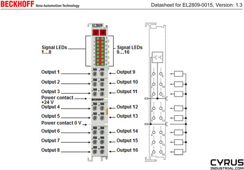 Beckhoff EL2809-0015 EtherCAT Terminal, 16-channel digital output, 24 V ...