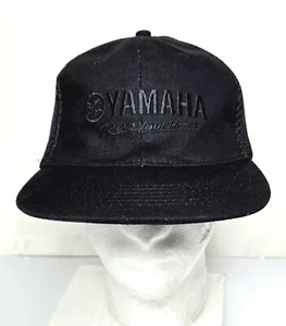 Yamaha Hat Cap Snapback Trucker Black Revs Your Heart Black Text Cotton Poly - Picture 1 of 11