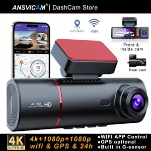 4K UHD 3 Channel Dash Cam with GPS Night Vision 170° FOV Car DVR Video Recorder - Foto 1 di 11
