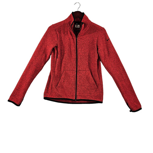 VETEMENTS Nike Giacca Donna Maglia Pile Therma Fit Full Zip Finto Collo Tasca Rosso Small