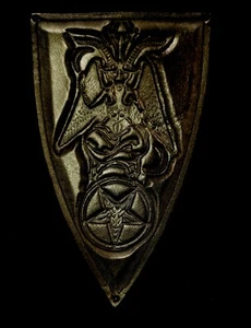 BAPHOMET GOAT SIGIL SHIELD ( black color ) GENUINE LEATHER PATCH - Picture 1 of 2