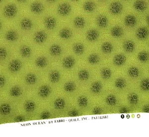 New 13" x 42" Cotton Neon Ocean Fabri-Quilt Pattern # 7682 Green and Gold Geo - Picture 1 of 15