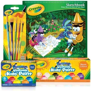KIDS Washable Paint Set Wide Colour Palette Paints Brushes Gifts Birthday Crafts - Picture 1 of 6