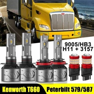 9005 H11 Hi/Lo 6000K LED Headlight Bulbs For Peterbilt 579 587 Trucks Lamp White - Picture 1 of 9
