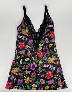 Victorias Secret Black Floral Nightie With Lace Details Size Medium - Picture 1 of 4