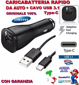 CARICA BATTERIA RAPIDO ORIGINALE SAMSUNG DA AUTO + CAVO USB 3.1 TYPE-C S9 S9+ - Zdjęcie 1 z 8