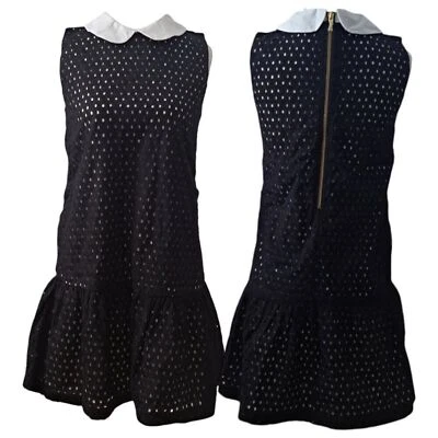 Vestido Kate Spade 14 Juvenil Cambio Cuello Peter Pan Negro Ojales Vestido Sin Mangas Foto 1 de 4