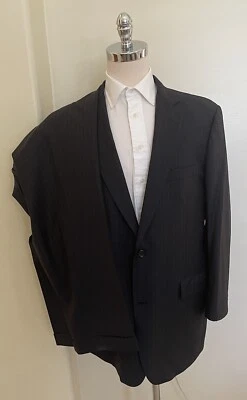 Traje de Lana Plisado a Rayas Vintage Hecho en EE. UU. SOUTHWICK Hecho en EE. UU. Carbón Oscuro 44 L Foto 1 de 4
