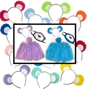 Colorful Bear Halloween Costume Ears Headband Tutu Tail Care Adult Kids - Picture 1 of 8