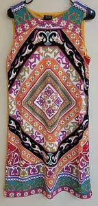 Nicole Miller Mujer Vestido Multi Estampado Abstracto Geométrico Grande Sin Mangas Boho - Imagen 1 de 8