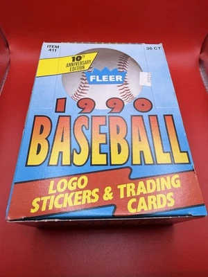 1990 Fleer Baseball Wax Box w/ 36 Factory Sealed Packs - Image 1 of 2