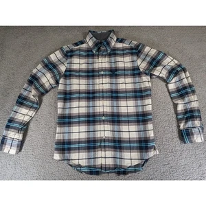 American Eagle Men Button Down Blue White Checked Plaid Dress Shirt Size S SMALL - Picture 1 of 6