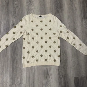 Talbots Damenpullover Medium Wollmischung Creme Gold Lametta gepunktet - Bild 1 von 5
