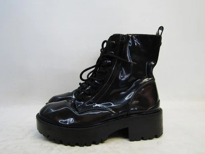 Botas de moda Guess para mujer talla 7,5 M de cuero negro con cordones cremallera al tobillo Foto 1 de 4