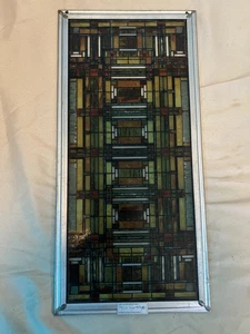 Vintage Frank Lloyd Wright Design Stained Glass Panel Art Piece - Picture 1 of 6