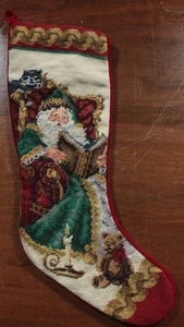Vintage Nadelspitze Weihnachtsstrumpf Weihnachtsdeko Weihnachtsmann Lesebuch - Bild 1 von 3