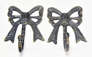 2 VINTAGE PASSENDE MESSING SCHLEIFE DESIGN WANDHALTERUNG HUT / KLEIDERHAKEN 1 ZACKEN - Bild 1 von 4