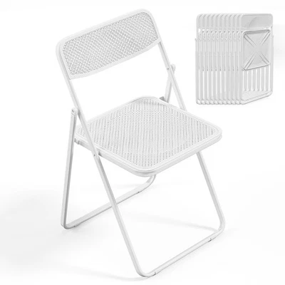 Juego de 4 sillas de comedor apilables de plástico plegables para boda al aire libre fiesta evento Foto 1 de 4