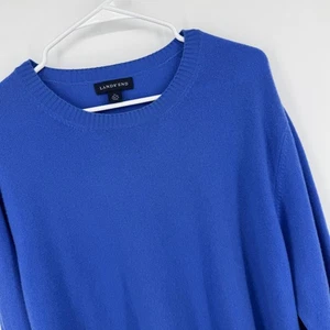 Lands' End Men's XL Blue 100% Cashmere Long Sleeve Crewneck Sweater Classic - Picture 1 of 7