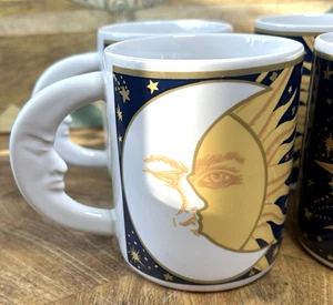 GALAXY Set of 3 Coffee Mugs 12 Oz Vitromaster Sun Moon Handle Celestial - Picture 1 of 14