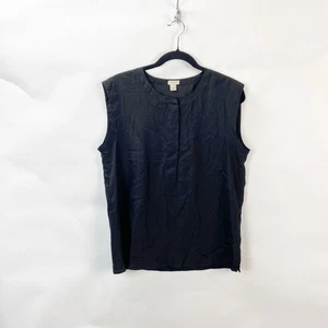 J. Crew 10 Womens Black Sleeveless Quarter Button Front Blouse Top - Picture 1 of 6