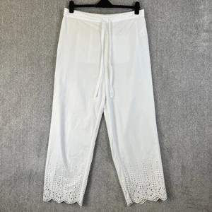Boden Hose Damen Größe UK 20 weiß weites Bein Broderie Anglaise Blumenmuster Baumwolle - Bild 1 von 10
