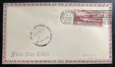 1930 Port Prince Haití Primer Día Correo Aéreo Cubierta FDC a East Orange NJ EE. UU. Foto 1 de 2