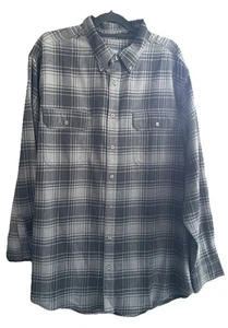 Camisa Gloria Desteñida Para Hombres 2XL 50-52 Franela a Cuadros Negra Manga Larga Exterior Algodón - Imagen 1 de 5