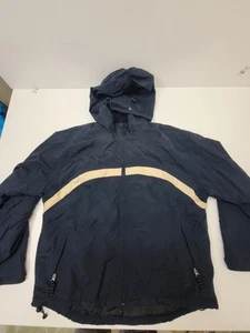 Vintage GAP Jacket Mens L Navy Blue Nylon Hooded Windbreaker 90s Y2K Zip Up - Picture 1 of 22