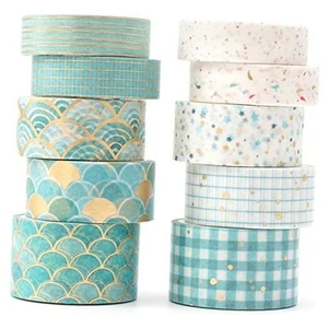 Creative Washi Tape Set 10 Rolls Gold Foil Print Decorative Masking Tapes for - Picture 1 of 7