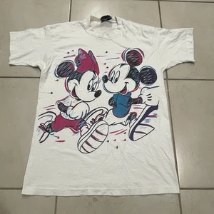 Vintage 90s Mickey Minnie Mouse Disne Large Print White Shirt Men Size L - Picture 1 of 7