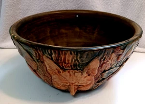 Weller Woodcraft 1920s Pottery Fox And Apples Green Brown Hanging Basket Planter - Picture 1 of 7