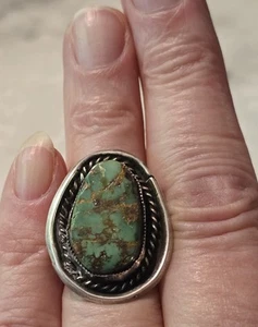 ANILLO NAVAJO TURQUESA 925 HECHO A MANO TALLA 7,25 TEMPRANO GILBERT DAMON FINALES AÑOS 40-50 - Imagen 1 de 15