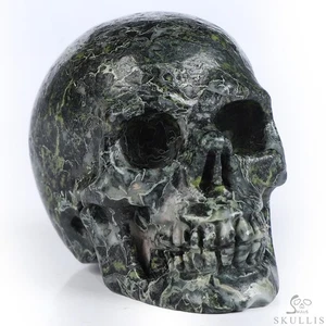 Teschio di cristallo intagliato a mano diaspro mimetico 2,0", realistico, guarigione cristallo - Foto 1 di 7