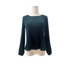 Blusa Club Monaco verde fisarmonica plissettata taglia XS manica lunga - Foto 1 di 5